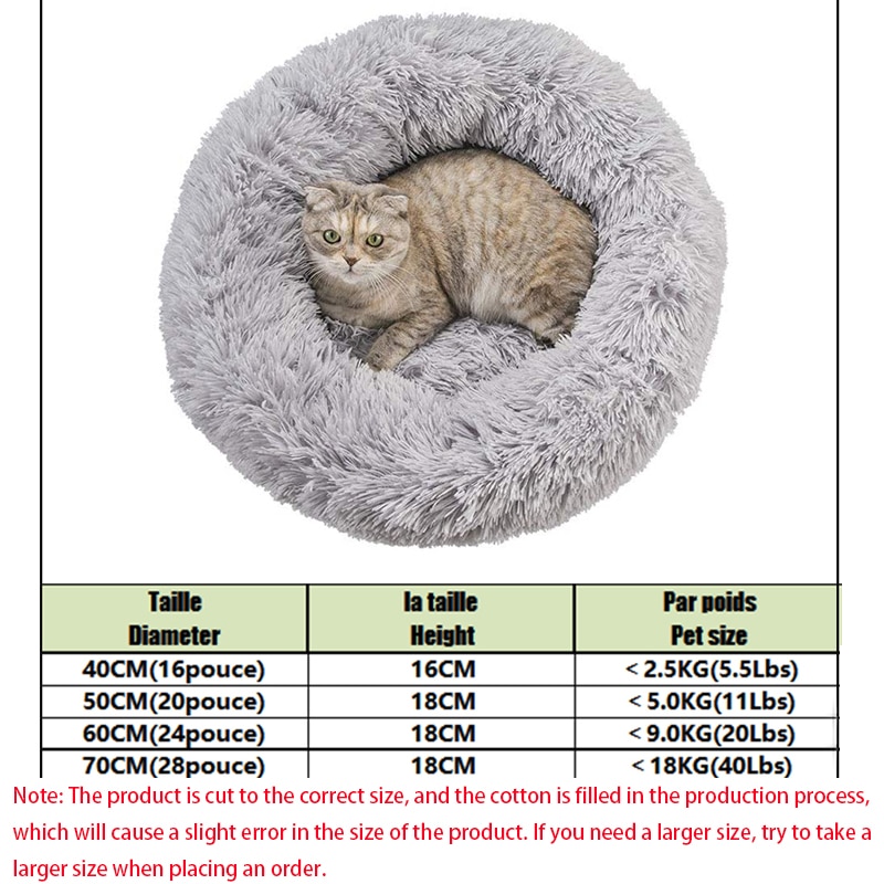 Super Soft Pet Cat Bed Plush Full Size Washable Calm Bed Donut Bed Comfortable Sleeping Artifact Suitable For All Kinds Of Cat