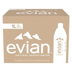 evian Natural Spring Water, Naturally Filtered Spring Water in Large Bottles, 33.81 Fl Oz (Pack of 12)  Grocery & Gourmet Food