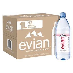 evian Natural Spring Water, Naturally Filtered Spring Water in Large Bottles, 33.81 Fl Oz (Pack of 12)  Grocery & Gourmet Food