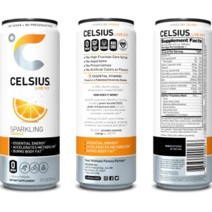 CELSIUS Sparkling Orange, Functional Essential Energy Drink 12 Fl Oz (Pack of 12)  Bottled Iced Tea Drinks : Grocery & Gourmet Food