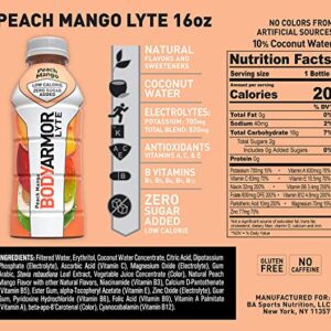 BODYARMOR LYTE Sports Drink Low-Calorie Sports Beverage, Peach Mango, Natural Flavors With Vitamins, Potassium-Packed Electrolytes, Perfect For Athletes, 16 Fl Oz (Pack of 12)  Grocery & Gourmet Food