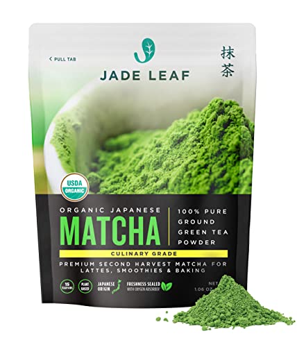 Jade Leaf Organic Matcha Green Tea Powder – Authentic Japanese Origin – Premium Second Harvest Culinary Grade (1.06 Ounce)  Grocery & Gourmet Food