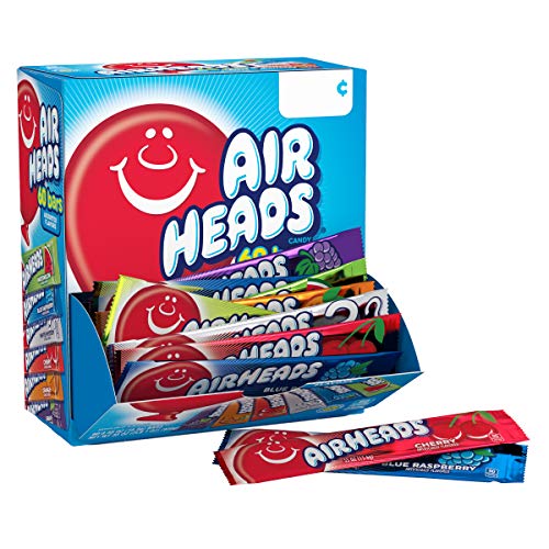 Airheads Candy Bars, Variety Bulk Box, Chewy Full Size Fruit Taffy, Gifts, Holiday, Parties, Concessions, Pantry, Non Melting, Party, 60 Individually Wrapped Full Size Bars  Taffy Candy : Grocery & Gourmet Food